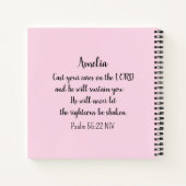 Sparrow Bird Cast Your Cares Bijbelvers Roze Notitieboek (Achterkant)