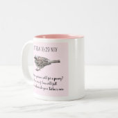 Sparrow Bird Cast Your Cares Bijbelvers Roze Tweekleurige Koffiemok (Voorkant links)