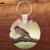 Sparrow Bird in Tree Sleutelhanger (Voorkant)