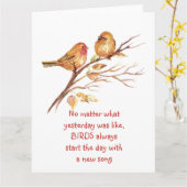 Sparrow Bird Inspirerend Aanmoedigend Citaat Kaart (Gele Bloem)