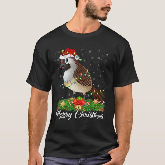 Sparrow Bird Lover Matching Santa Hat Sparrow Chri T-shirt (Voorkant)