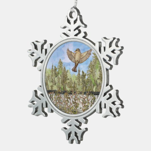 Sparrow Bird Snowflake Framed Ornament (Rechts)
