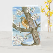 Sparrow Bird Spring Bloeiende Boom Gelukkige Verja Kaart (Gele Bloem)
