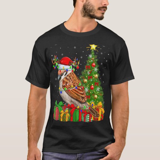 Sparrow Bird Xmas Holiday Santa Sparrow Christma T-shirt (Voorkant)