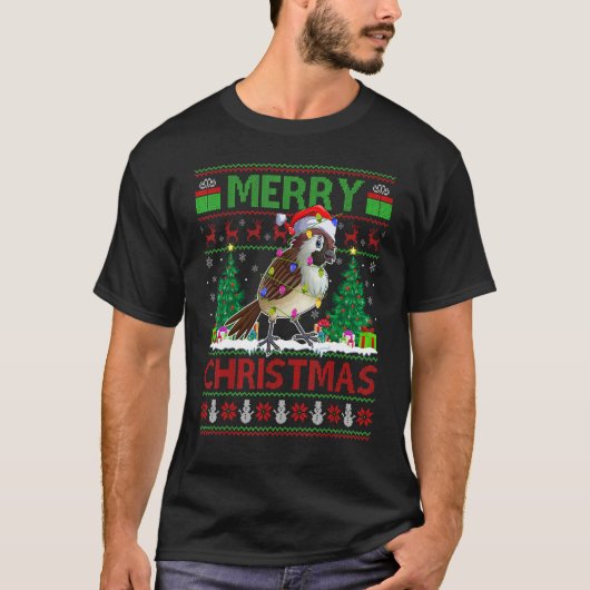 Sparrow Bird   Xmas Tree Ugly Santa Sparrow Christ T-shirt (Voorkant)