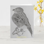 Sparrow Birthday Kaart (Gele Bloem)