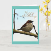 Sparrow Birthday-kaart Kaart (Gele Bloem)