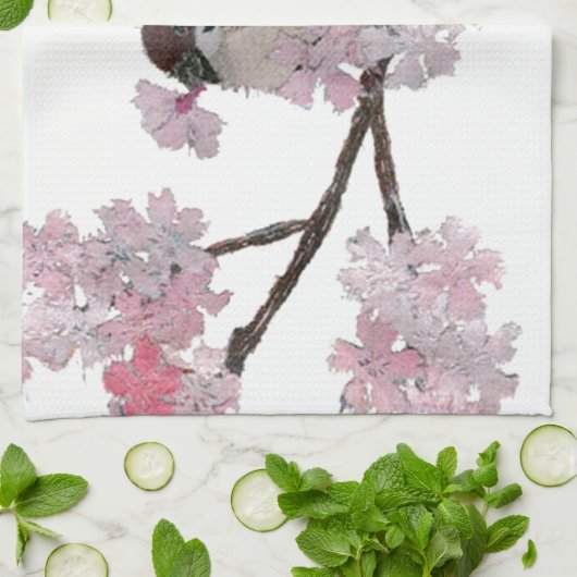 Sparrow, Cherry Blossom Theedoek (Gevouwen)