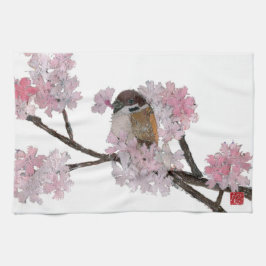 Sparrow, Cherry Blossom Theedoek
