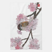 Sparrow, Cherry Blossom Theedoek (Verticaal)