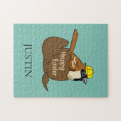 Sparrow chocolade ei gelukkig Pasen | personaliser Legpuzzel (Horizontaal)