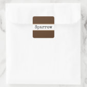 SPARROW Cocoa Brown White Stripes Retro Tekst Vierkante Sticker (Tas)