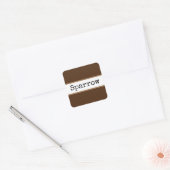 SPARROW Cocoa Brown White Stripes Retro Tekst Vierkante Sticker (Envelop)