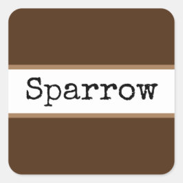 SPARROW Cocoa Brown White Stripes Retro Tekst Vierkante Sticker