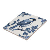 Sparrow Delfts Blauw en Wit Bloemvogel Tegeltje (Zijkant)