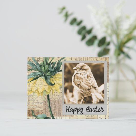  Sparrow Easter Collage Briefkaart (Staand voorkant)