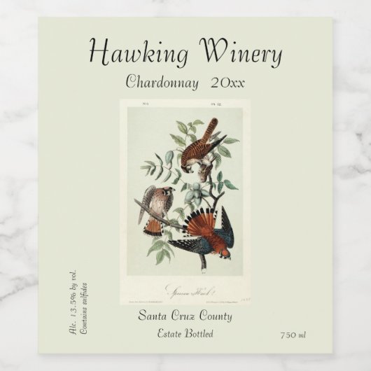 Sparrow hawls wijn etiket (Enkel label)