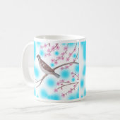 Sparrow in Cherry Blossom Tree Sky Mokken (Voorkant links)