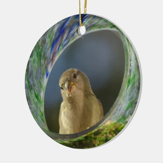 Sparrow in de pot keramisch ornament (Links)