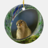 Sparrow in de pot keramisch ornament (Achterkant)