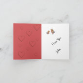 Sparrow in Love, Hearts Pattern Waterverf Notitiekaartje (Binnen)