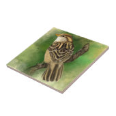 Sparrow keramische Tegel Schattigee vogel Tegeltje (Zijkant)