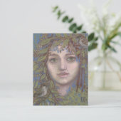 Sparrow Lady Surreal Fantasy Art Portret Painting Briefkaart (Staand voorkant)