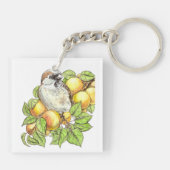 Sparrow on a apricot tak sleutelhanger (Achterkant)