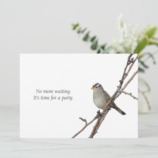 Sparrow on a branch Party Invitation Kaart (Staand voorkant)