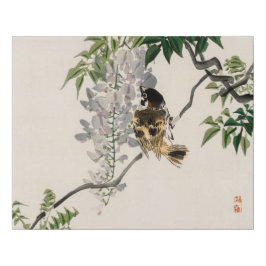 Sparrow on a branch van Kōno Bairei Imitatie Canvas Print