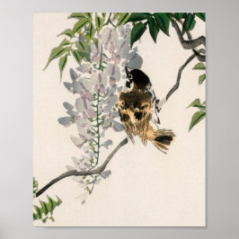 Sparrow on a branch van Kono Bairei Poster