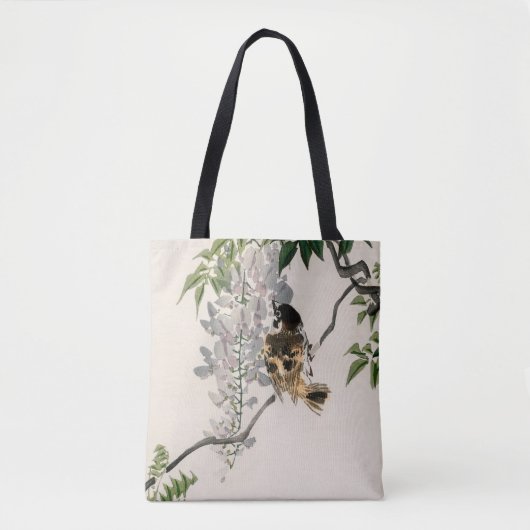 Sparrow on a branch van Kono Bairei Tote Bag (Voorkant)