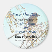 Sparrow on a Winter Branch Save the Date Magneet (Voorkant)