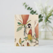 Sparrow on Blooming Magnolia Branch van Ohara Koso Briefkaart (Staand voorkant)