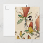 Sparrow on Blooming Magnolia Branch van Ohara Koso Briefkaart (Voorkant / Achterkant)