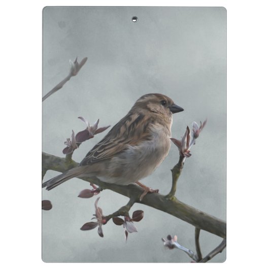 Sparrow on Branch Klembord (Achterkant)