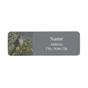 Sparrow on Branch Photo Mosaic Pattern Natuur Etiket