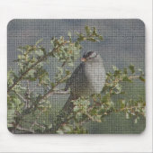 Sparrow on Branch Photo Mosaic Pattern Natuur Muismat (Voorkant)