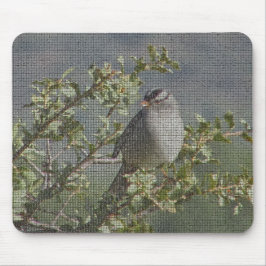 Sparrow on Branch Photo Mosaic Pattern Natuur Muismat