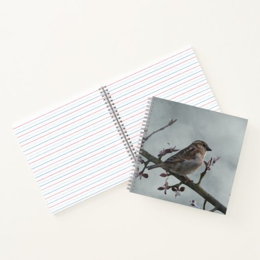 Sparrow on Branch Photo Notitieboek (Binnen)