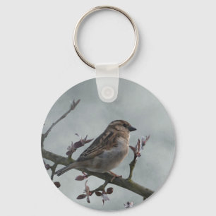 Sparrow on Branch Sleutelhanger
