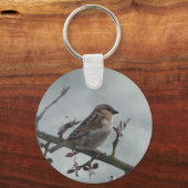 Sparrow on Branch Sleutelhanger (Achterkant)