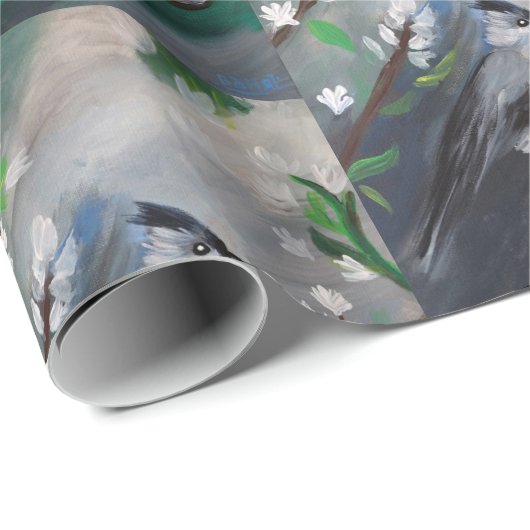 Sparrow on the Tree Painting Cadeaupapier (Rol Hoek)