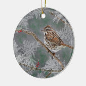 Sparrow on twigant ornamant keramisch ornament (Links)
