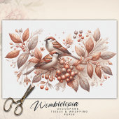 Sparrow Paar Botanische Koper Decoupage Tissuepapier