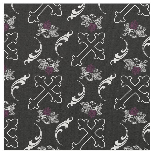 Sparrow Roos Gothic Cross Fabric Stof (Close Up)