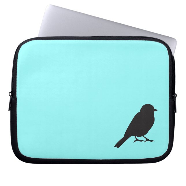 Sparrow silhouette chic blue swallow-vogel laptop sleeve (Voorkant)