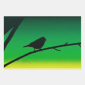 Sparrow Silhouette On Limonene Inpakpapier Vel (Voorkant 2)