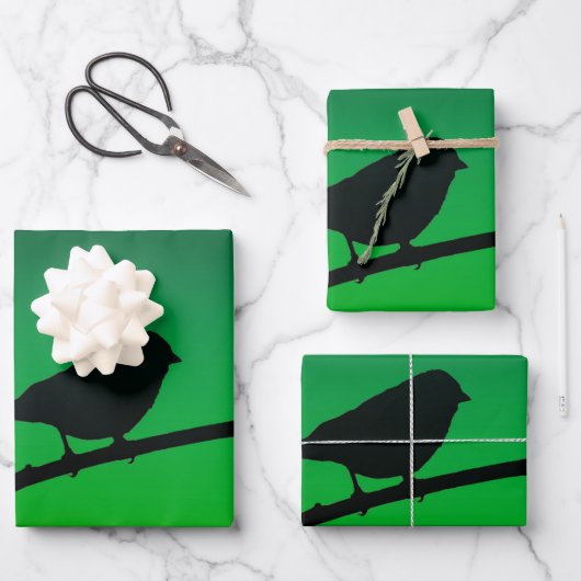 Sparrow Silhouette On Limonene Inpakpapier Vel (Voorkant)