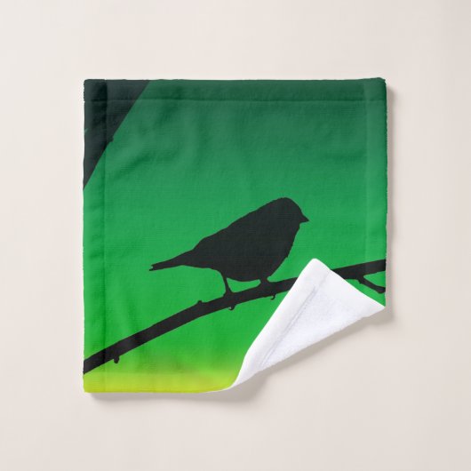 Sparrow Silhouette op Limonene Bad Handdoek (Wasdoekje)